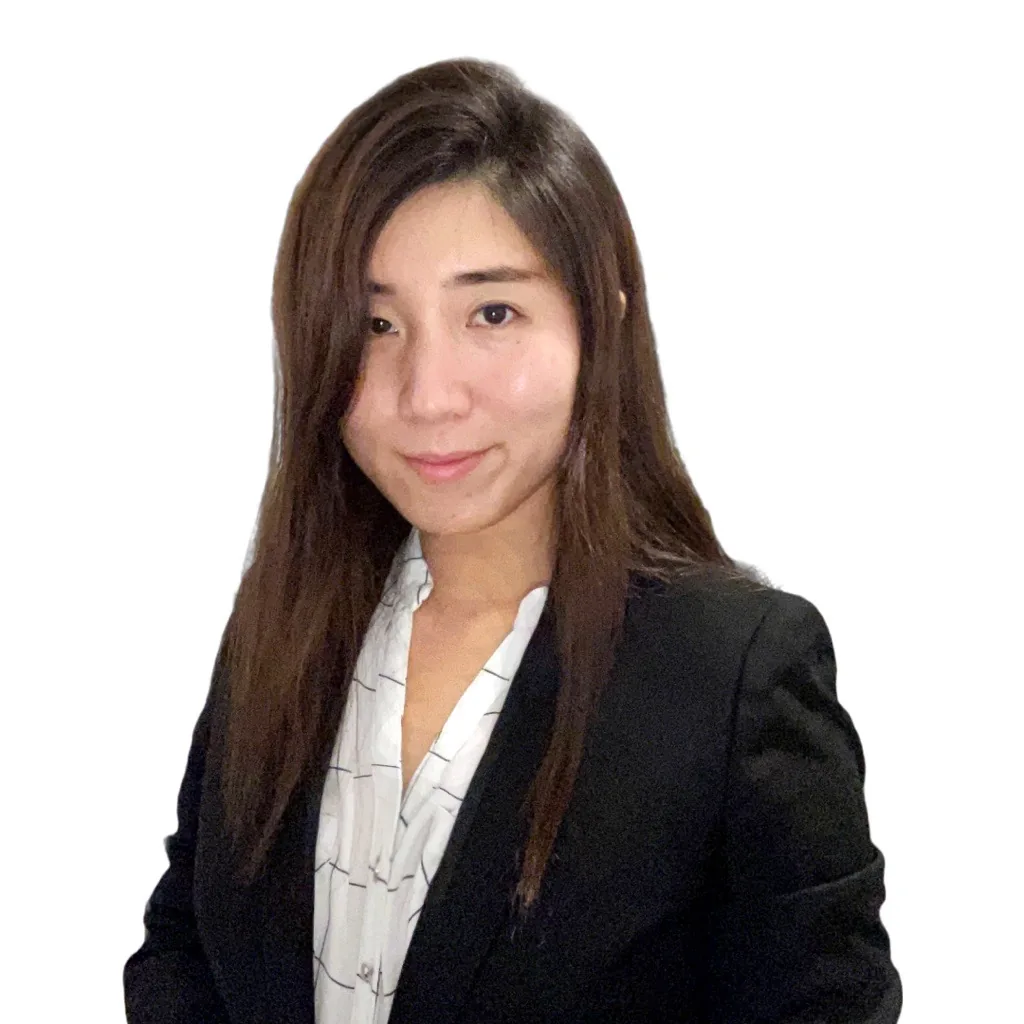 Professional woman in design and engineering works, business portrait with black blazer