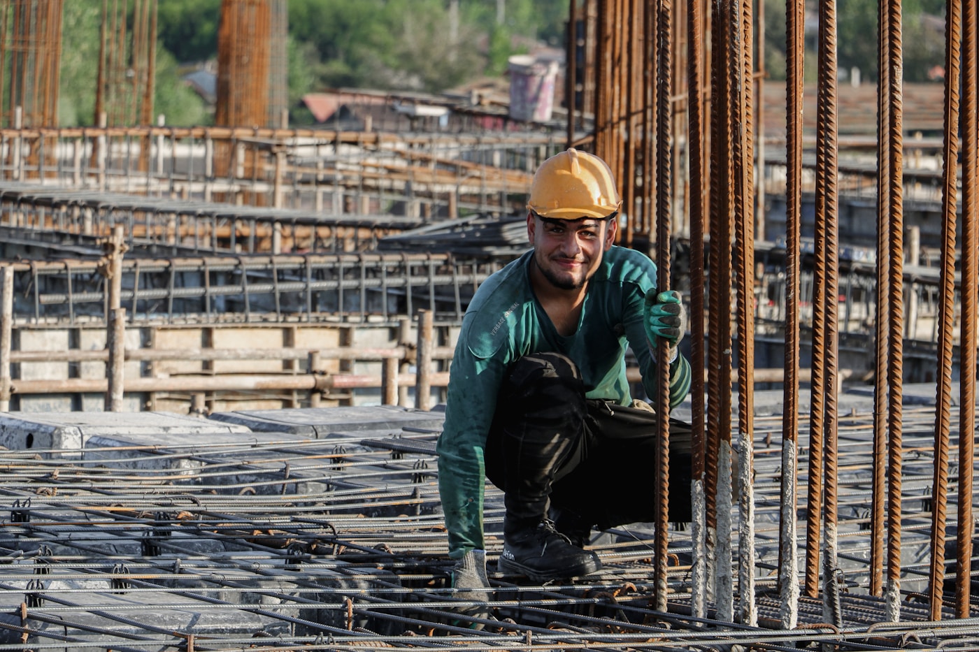 Engineer in hard hat on construction site