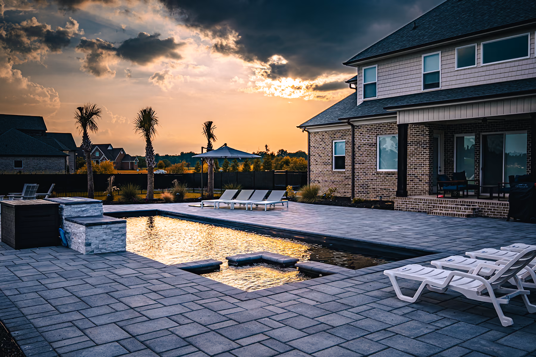 Carolina Hardscapes & Pools, pool contractor install, patio install, outdoor lighting