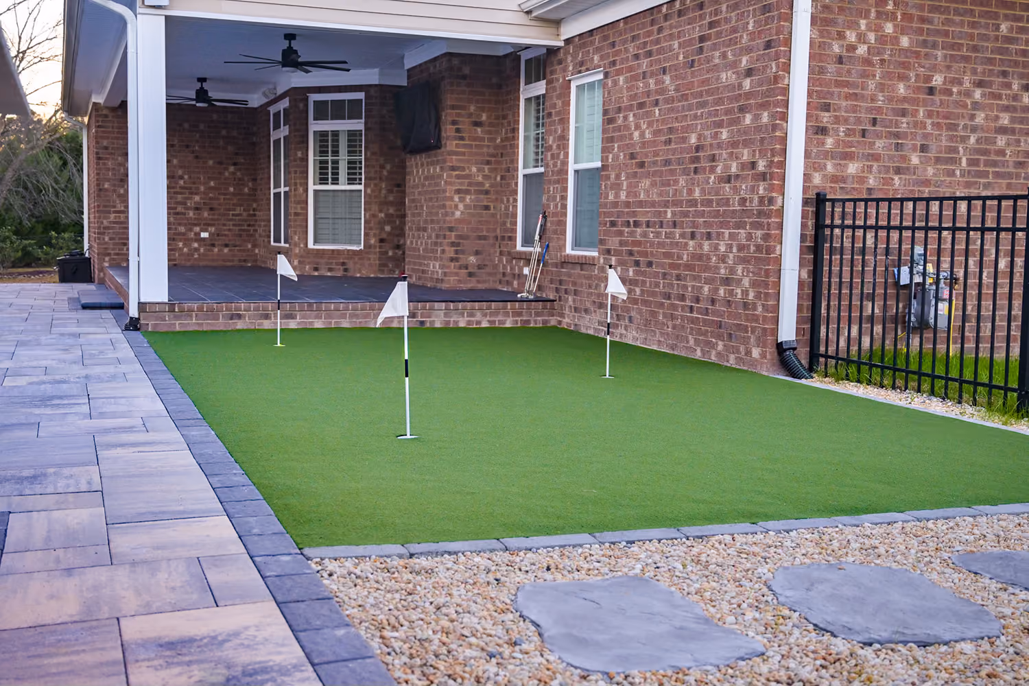 Carolina Hardscapes & Pools, putting green, patio install, contractor