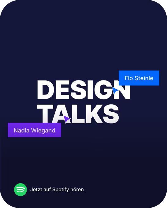 Schwarze Grafik mit weißer Schrift „DESIGN TALKS“ und Labeln „Pro Series“ und „Nadia Wiegand“