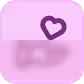 Violettes Herzsymbol auf rosa Hintergrund – steht für Lieblingsfunktion, Selfcare, Favorit oder Gesundheit.