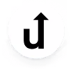  Schwarzes „U“-Symbol mit nach oben gerichtetem Pfeil auf weißem Hintergrund – Logo der Softwareplattform Umsatz.io.