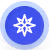 Blaues rundes Icon mit weißer Kompassrose in der Mitte – symbolisiert Orientierung, Navigation oder strategische Ausrichtung.