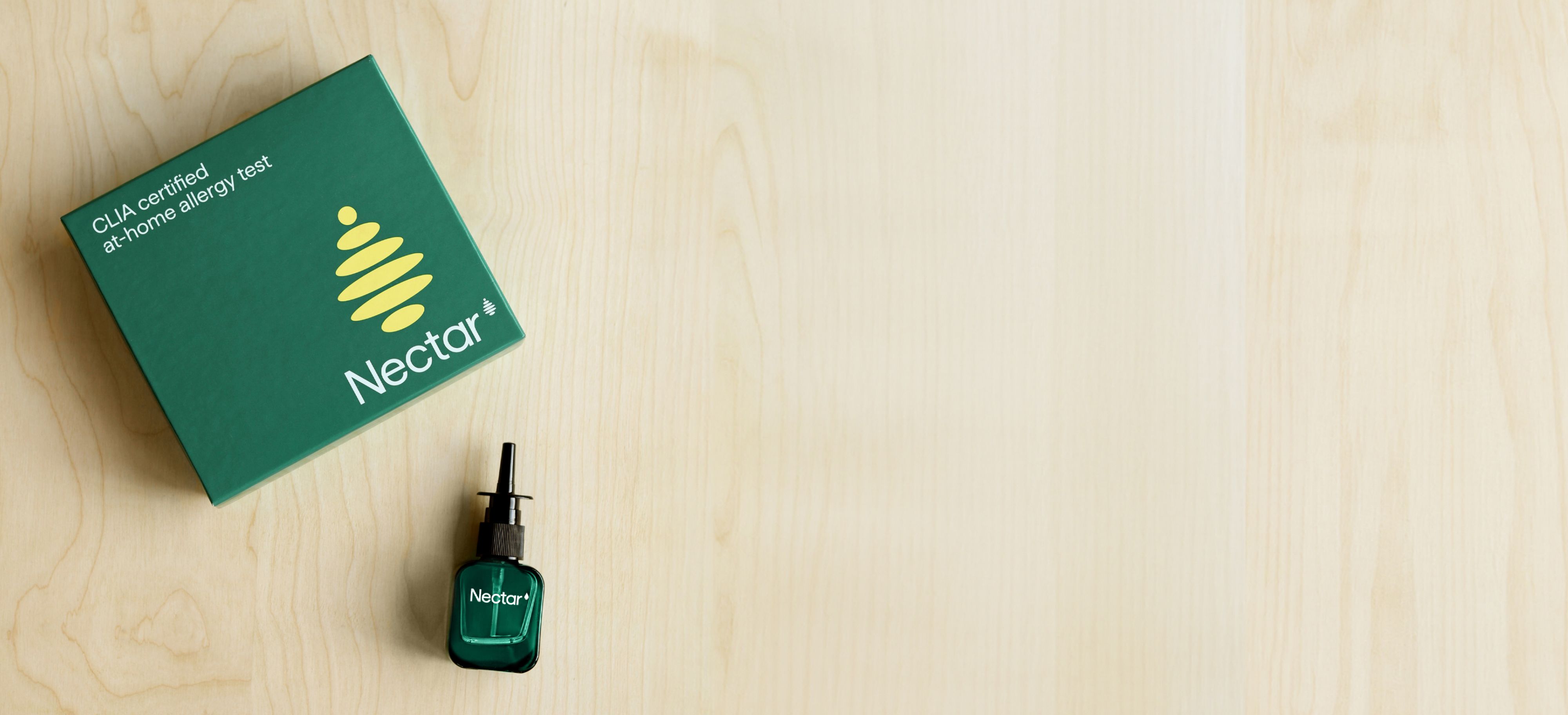 Picture of Nectar allergy test kit and Nectar allergy relief nasal spray