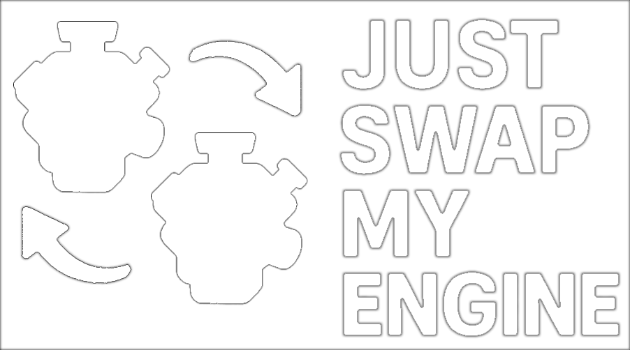 Two engine icons with arrows indicating swapping, alongside bold text saying Just Swap My Engine.