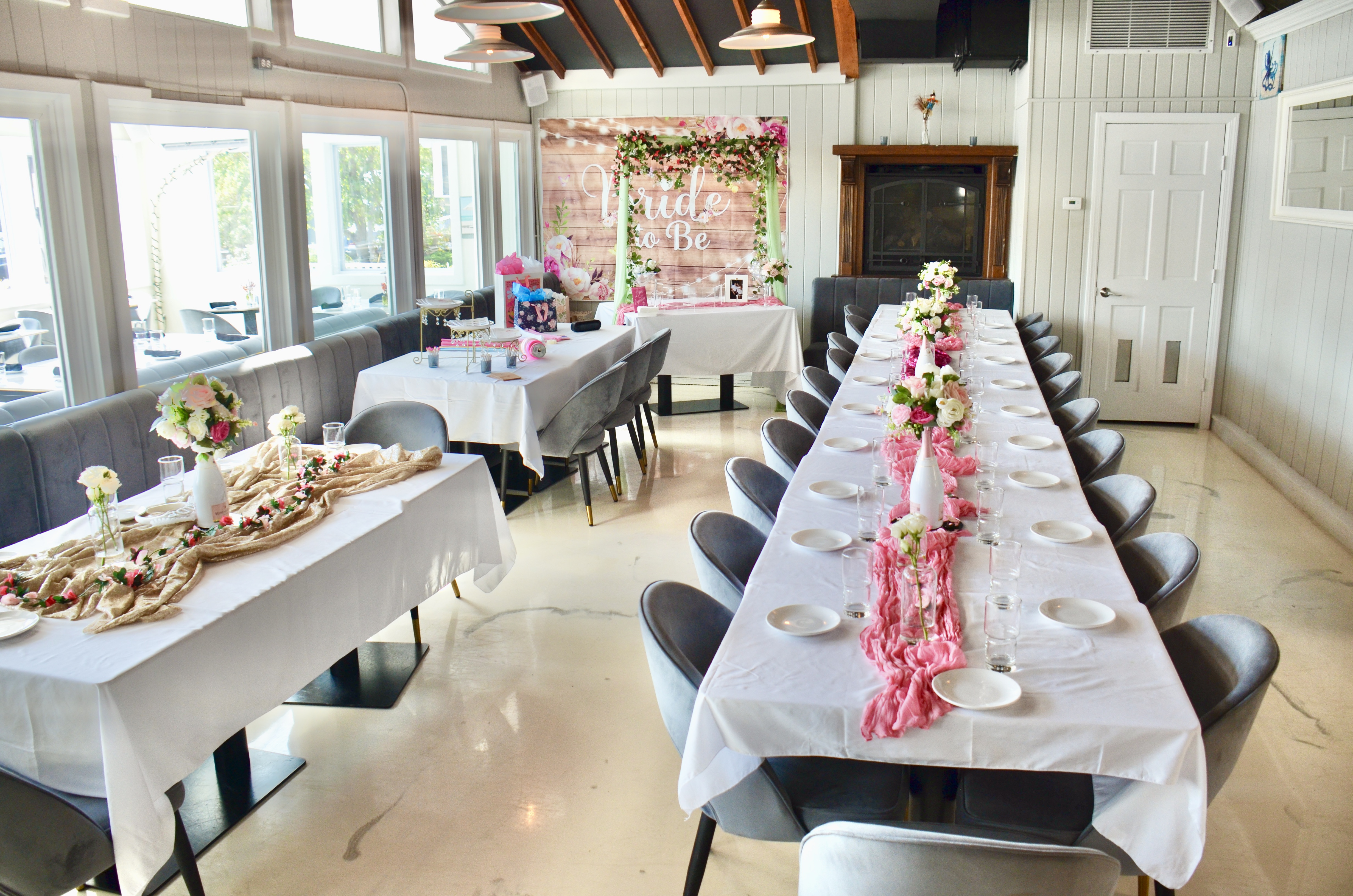 Dining table filled with plates of food