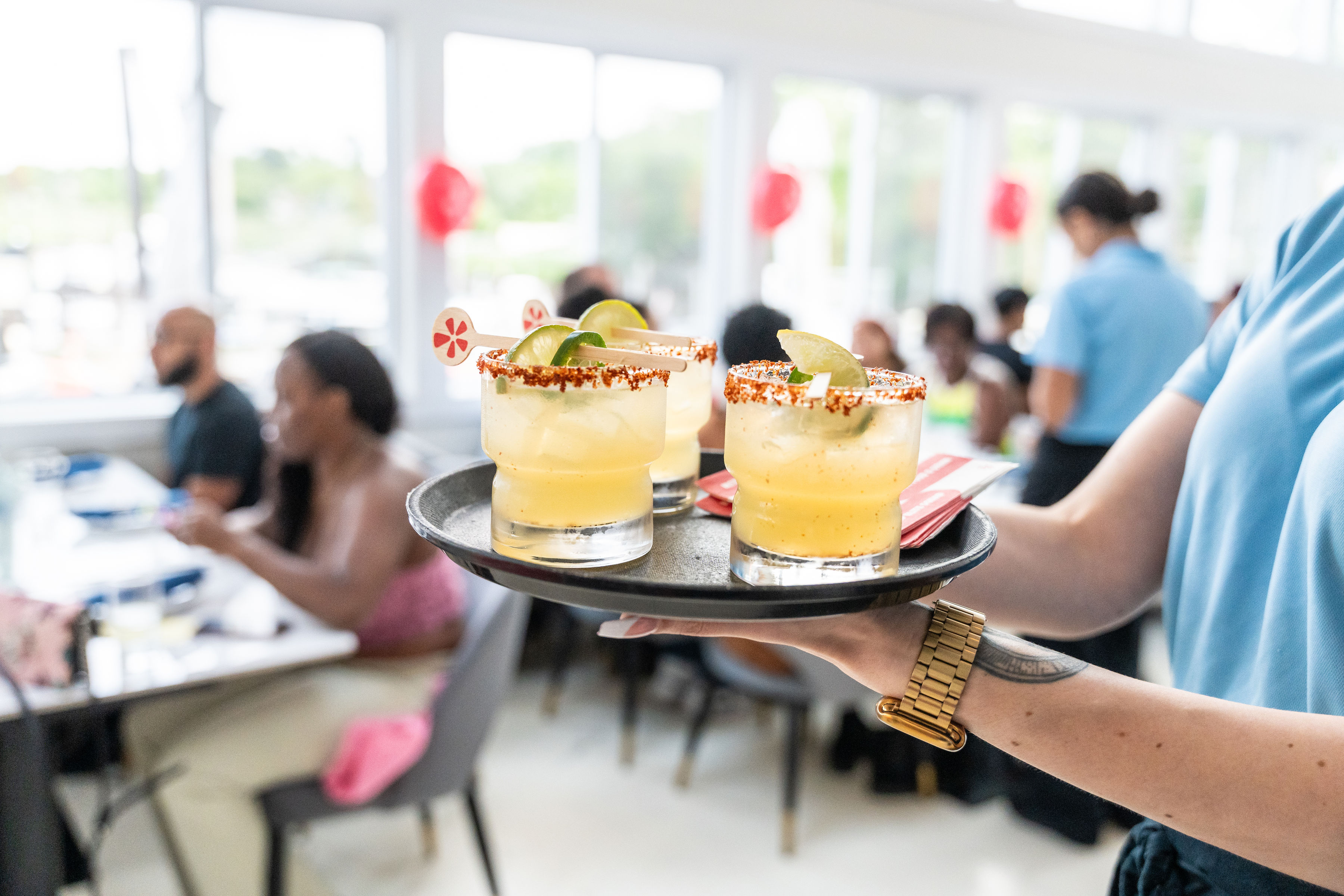 Three drinks on dining table