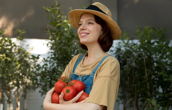 Woman with vegetables