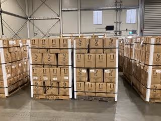 A photo of boxes of New Zealand blackcurrants ready to ship