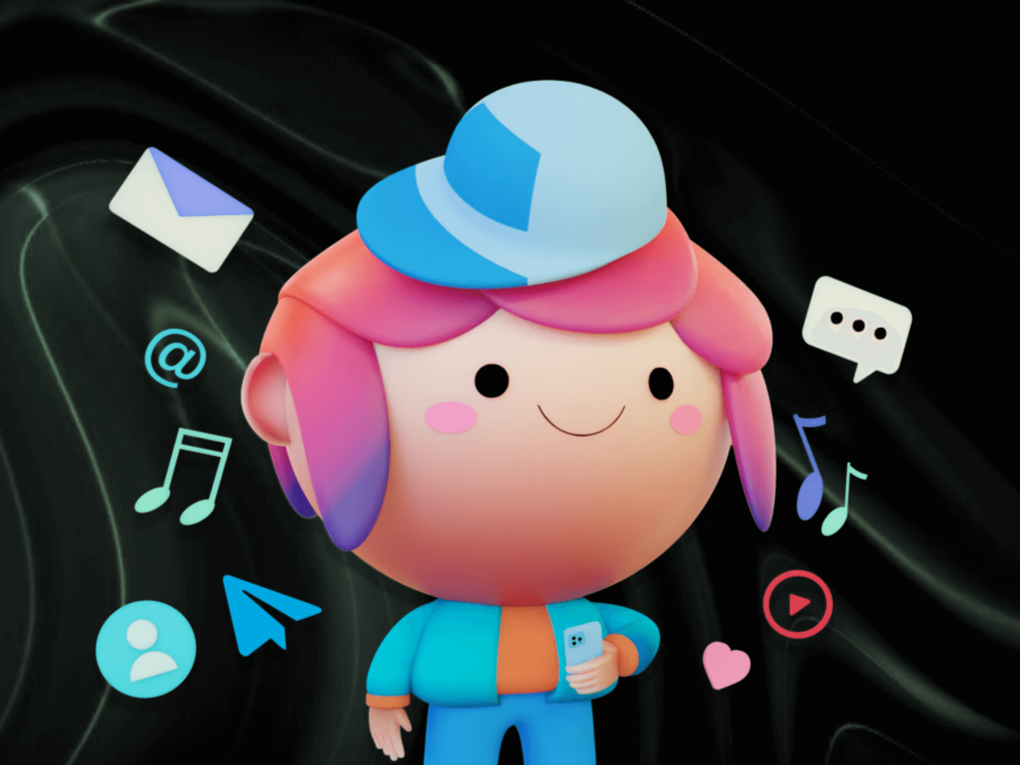 A cute and colorful 3D rendered character