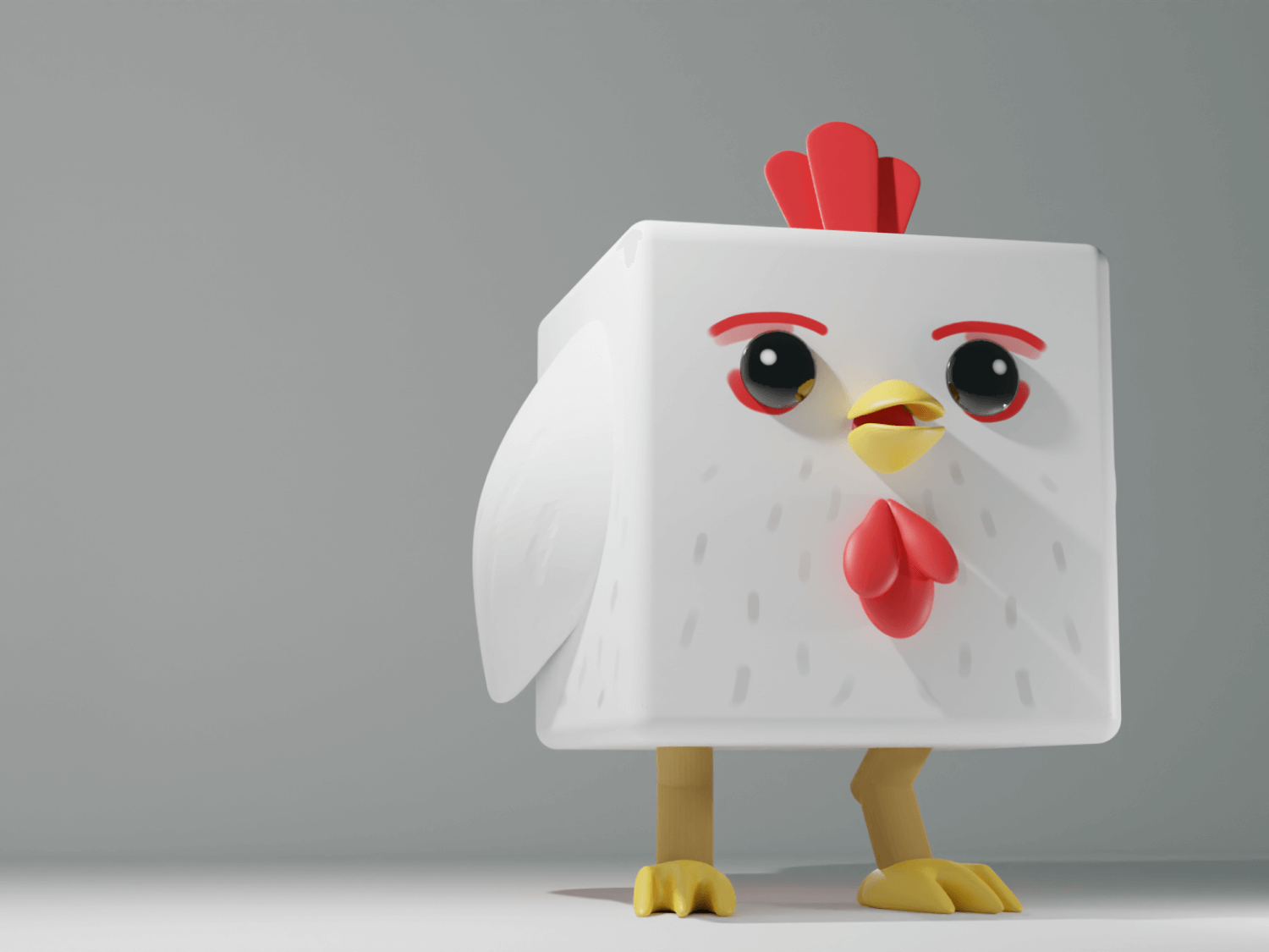 3D illustration of cuboid chicken