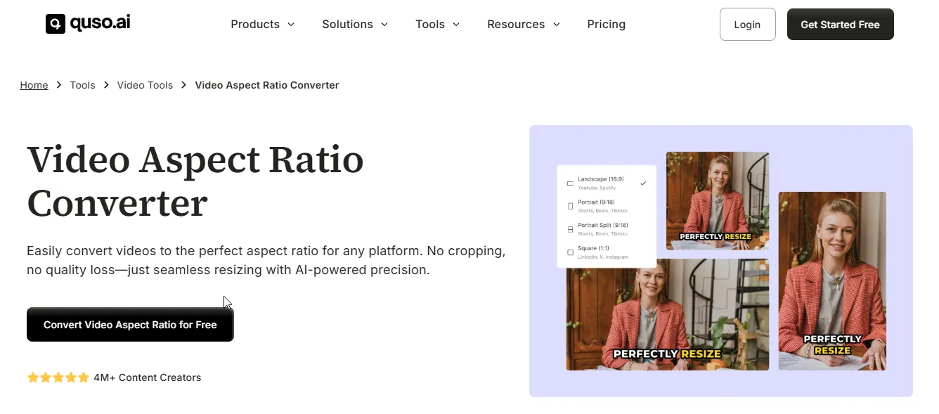 quso.ai video aspect ratio converter