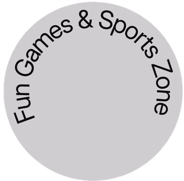 Image stating that company offers fun games and sports zone