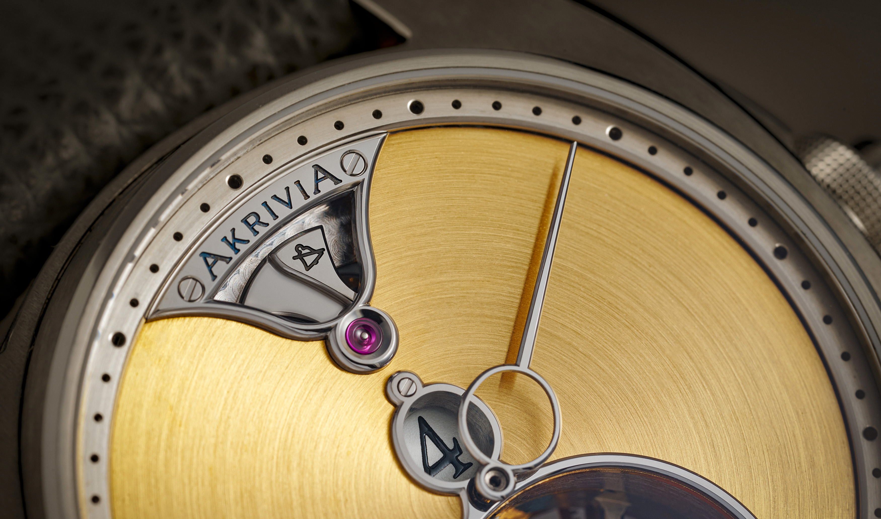 Close-up of the AK-03 hour disk and silent mode aperture for the chiming function