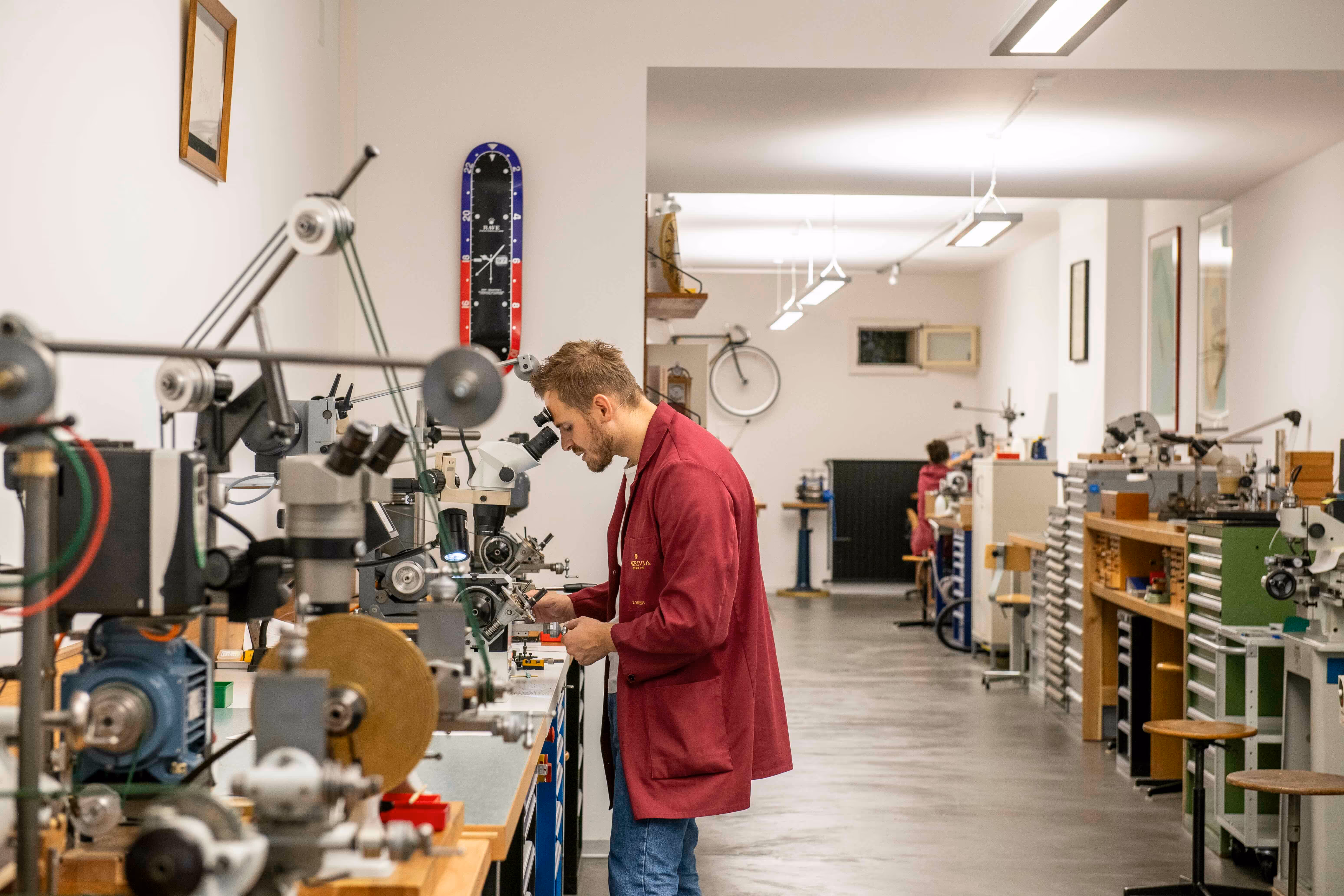 Independent watchmaker Rexhep Rexhepi in his micromechanics workshop in Geneva's Old town