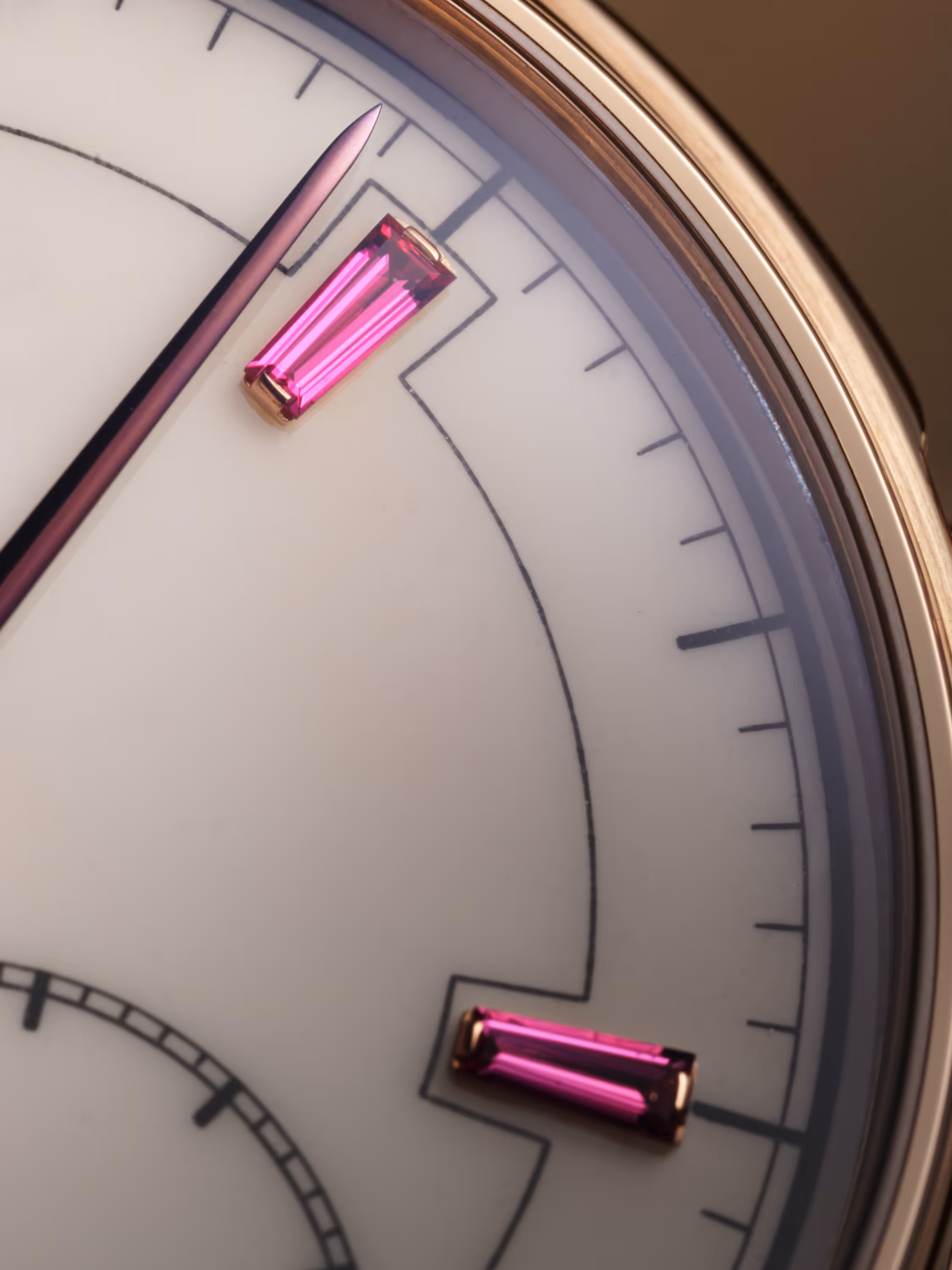 Close-up on the rubies of the RRCC II limited edition made in Geneva