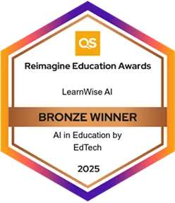 Reimagine Education Awards bronze winner badge for LearnWise AI in AI in Education by EdTech 2025.