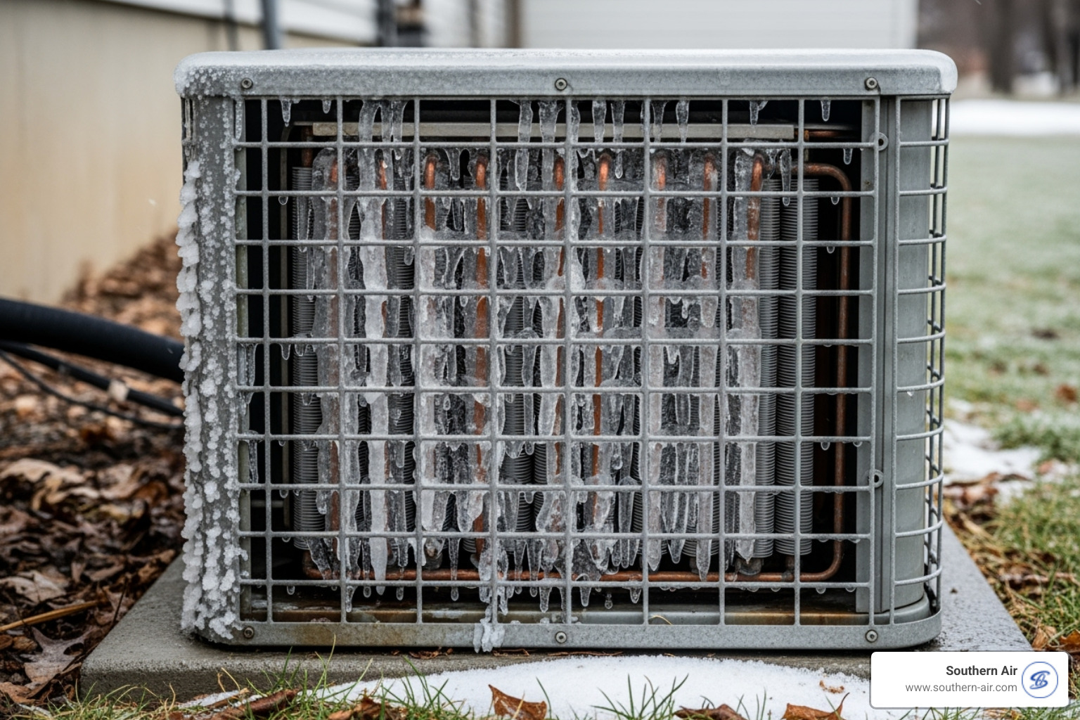 AC unit with visible ice buildup on the coils - Broken AC repair