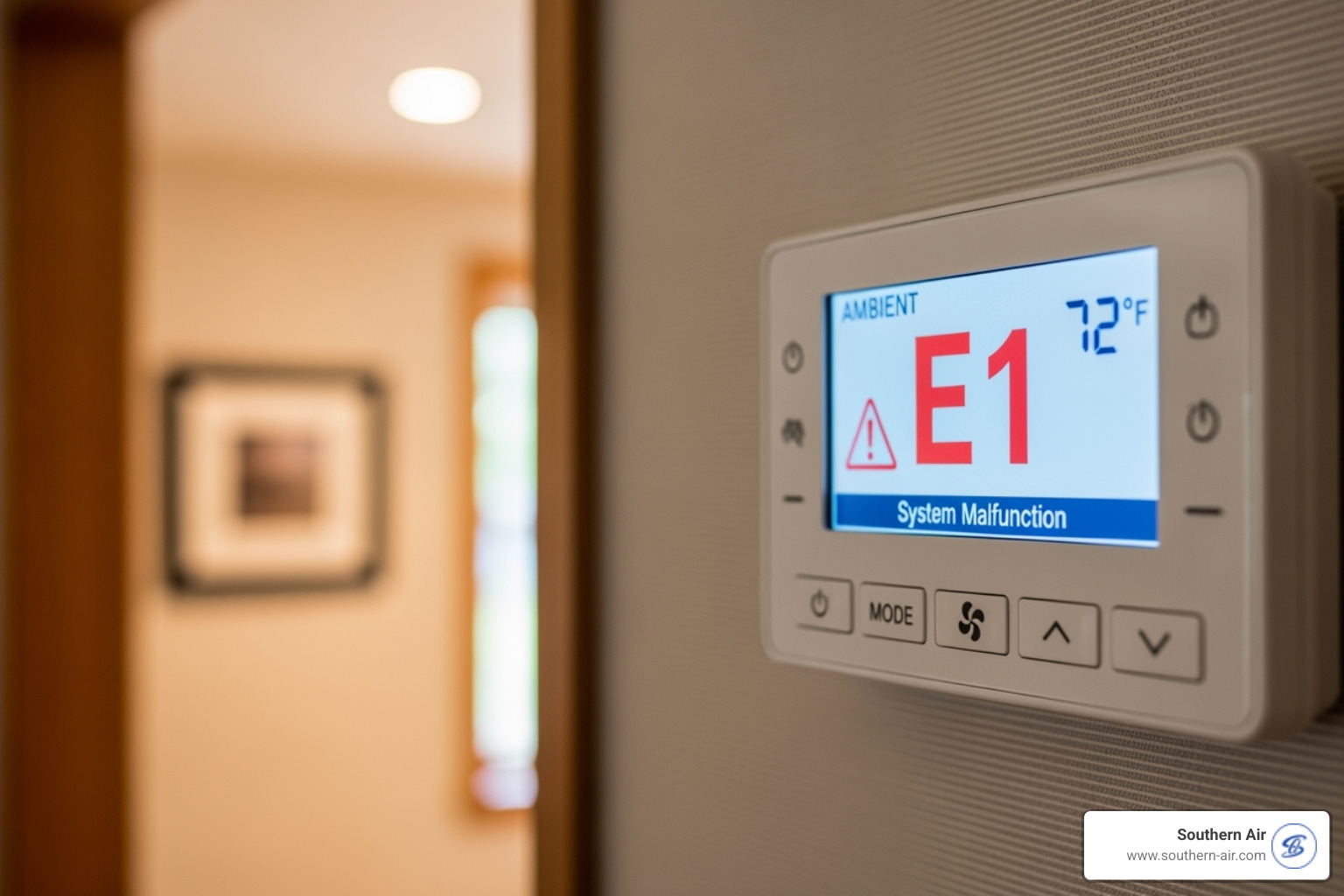 Image of a thermostat displaying an error message - furnace repair lynchburg