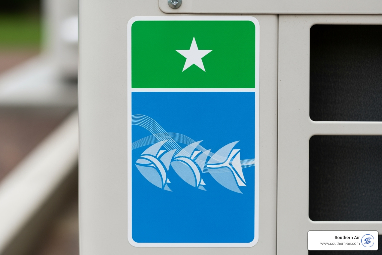 An Energy Star label on an AC unit displaying its SEER rating and other efficiency information - Central AC installation An Energy Star label on an AC unit displaying its SEER rating and other efficiency information - Central AC installation