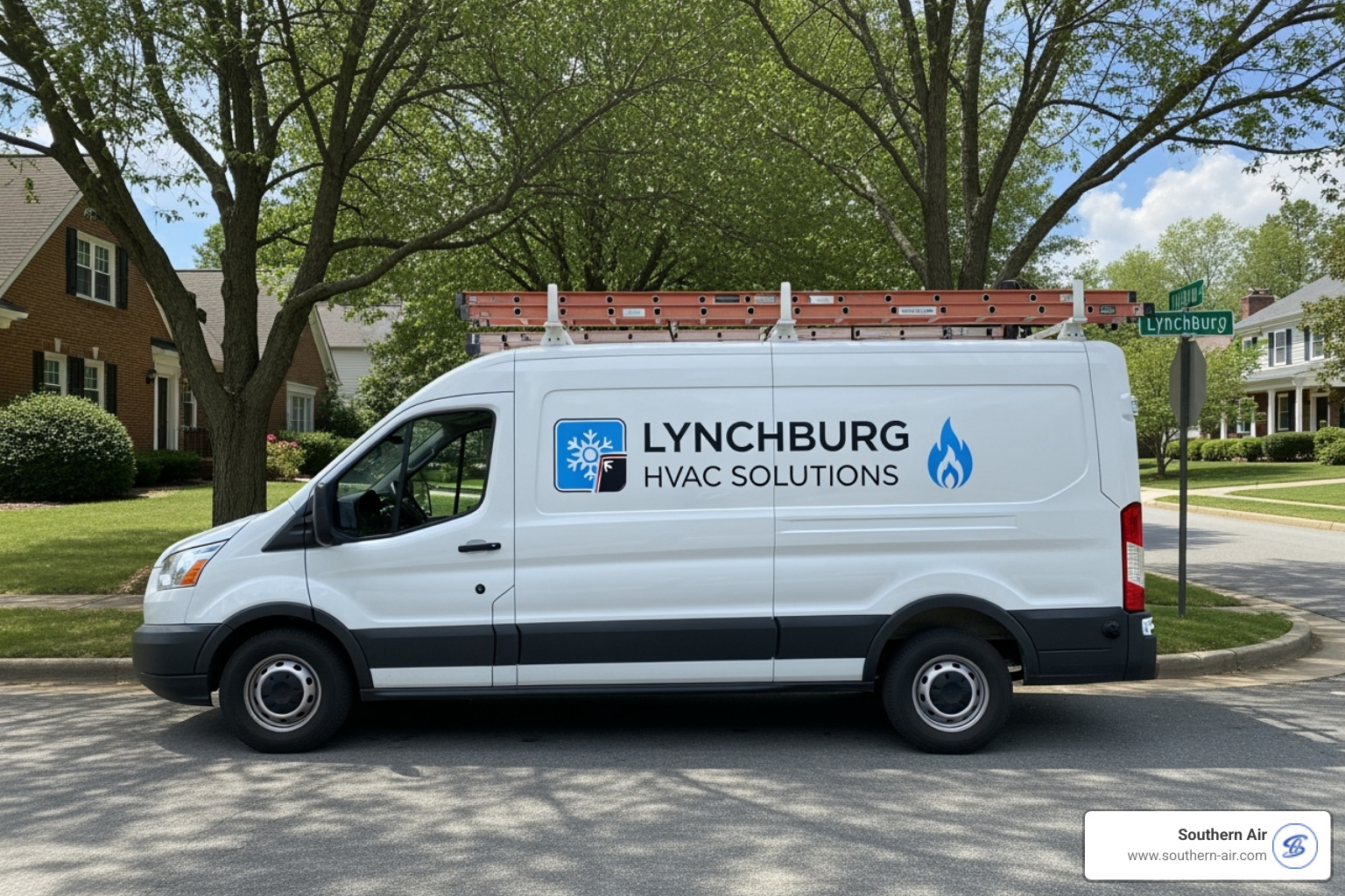 clean, professional service van in a Lynchburg neighborhood - ac tune up lynchburg
