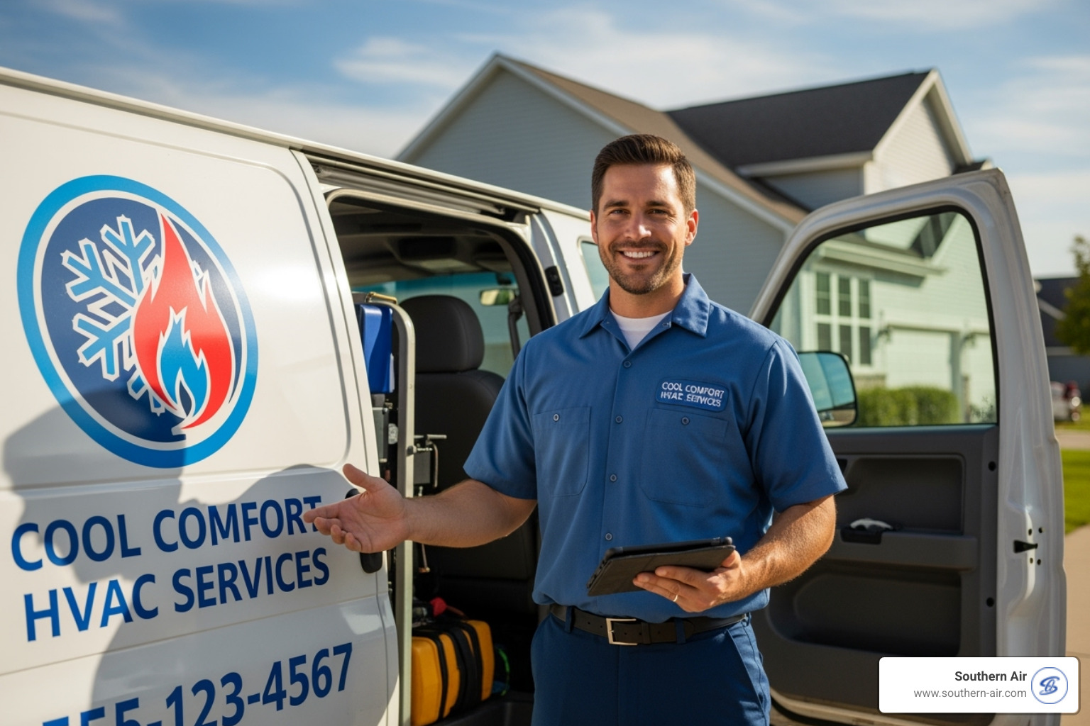 friendly, professional technician with a van - Richmond AC service friendly, professional technician with a van - Richmond AC service