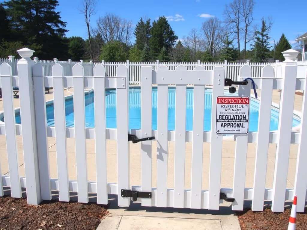 White pool gate