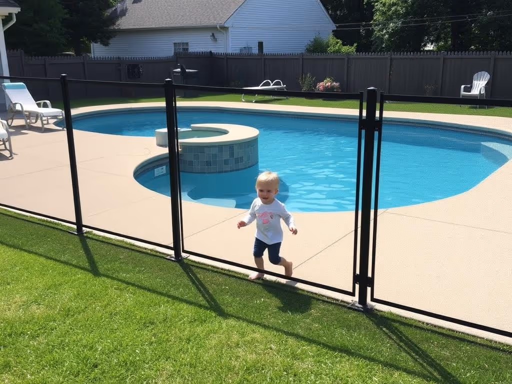 Child near pool fence