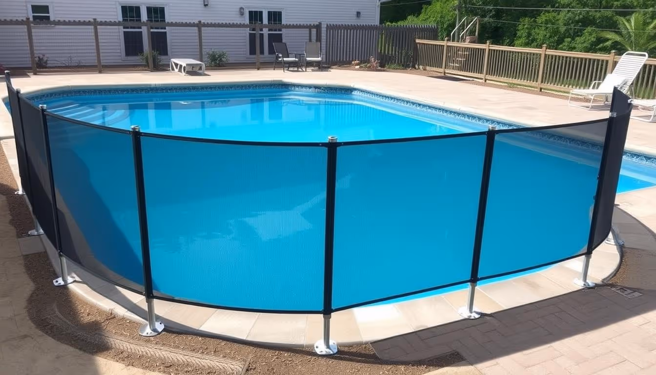 Black mesh pool fence