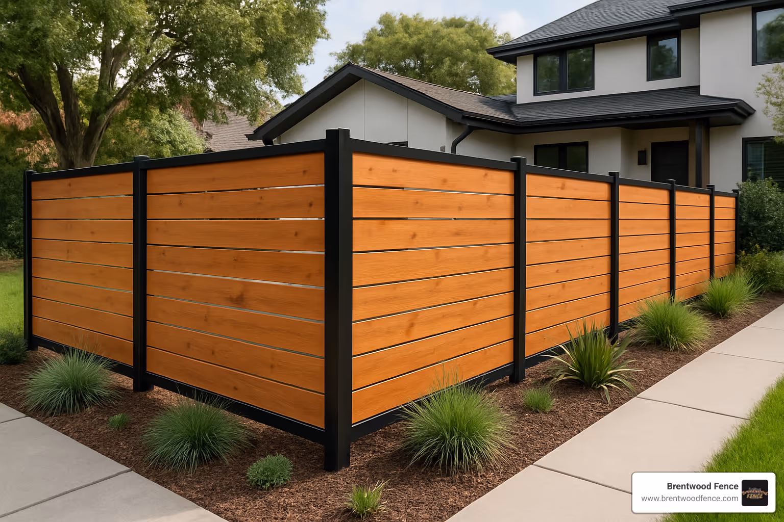 modern wood and metal hybrid fence - residential fencing options modern wood and metal hybrid fence - residential fencing options