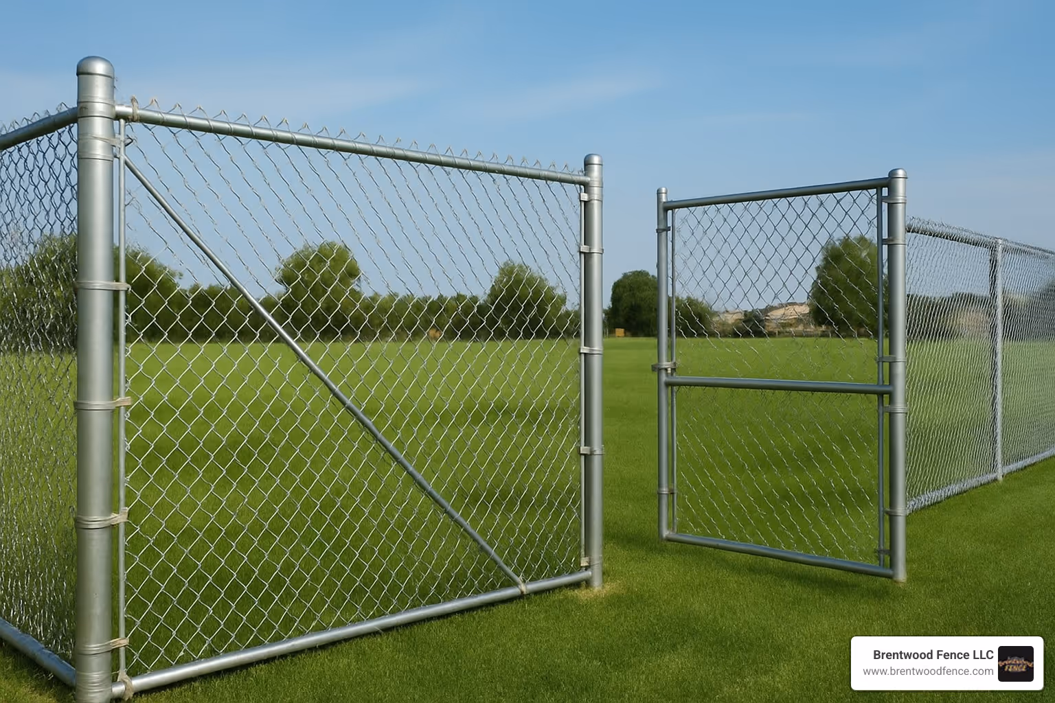 Completed truss rod chain link fence installation showing proper post alignment and gate operation - truss rod chain link fence Completed truss rod chain link fence installation showing proper post alignment and gate operation - truss rod chain link fence