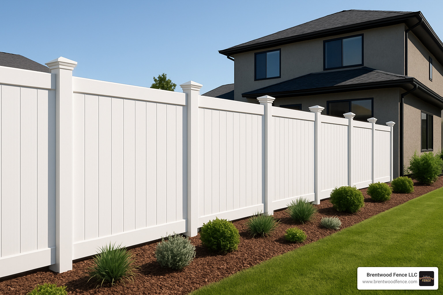 modern vinyl privacy fence with decorative caps - privacy fence options