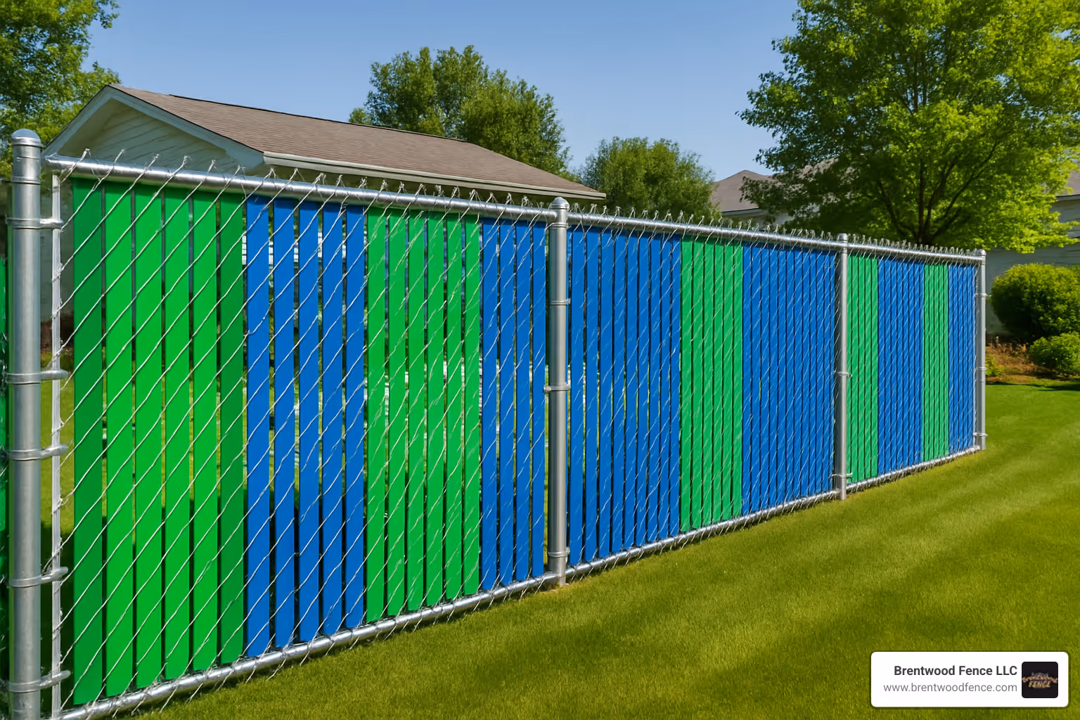 A perfectly clean chain link fence adorned with vibrant privacy slats, sparkling under the sun, showcasing its aesthetic appeal and low-maintenance qualities. - best privacy slats for chain link fence A perfectly clean chain link fence adorned with vibrant privacy slats, sparkling under the sun, showcasing its aesthetic appeal and low-maintenance qualities. - best privacy slats for chain link fence