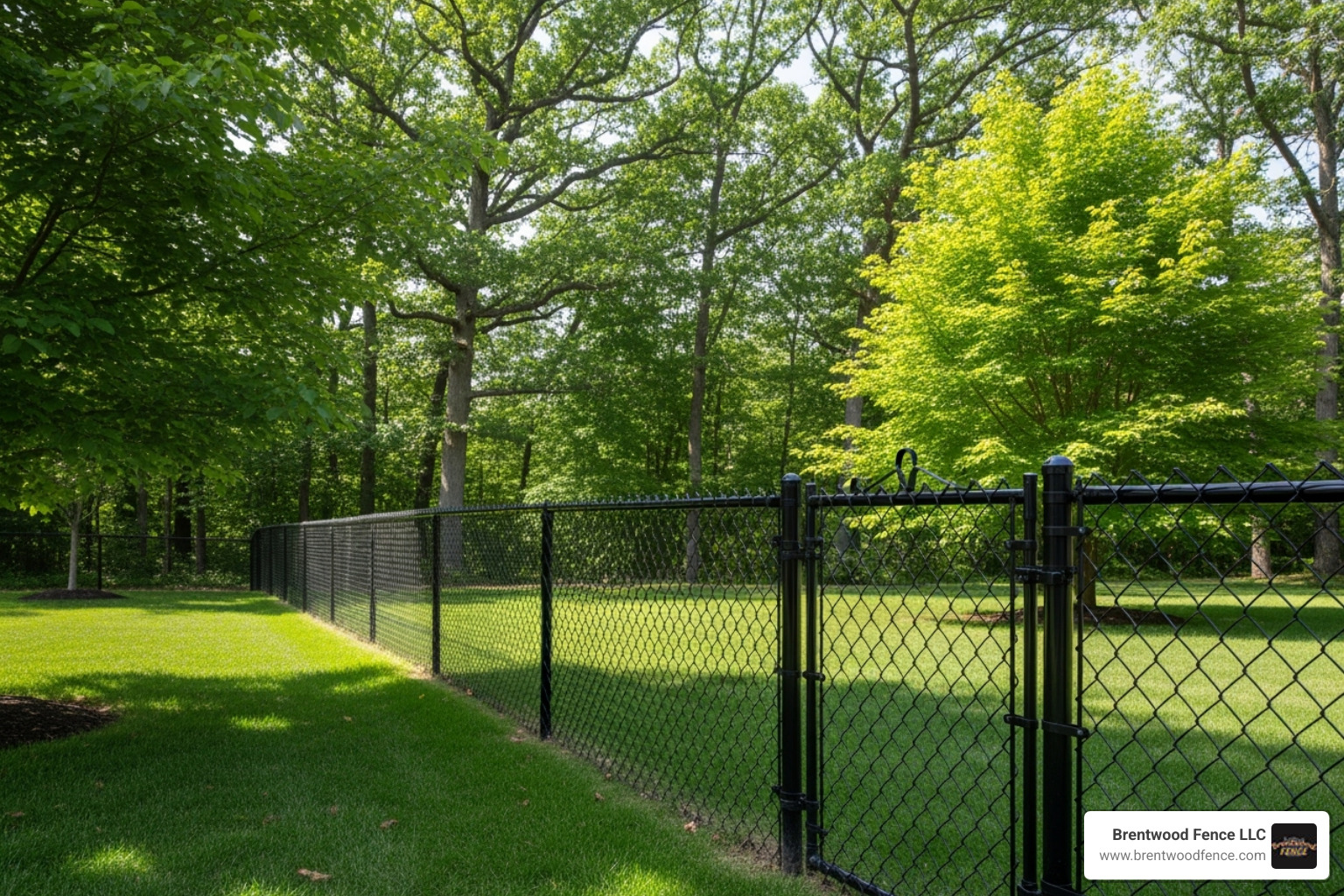 6-foot black vinyl chain link fence in a suburban backyard - chain link fence heights