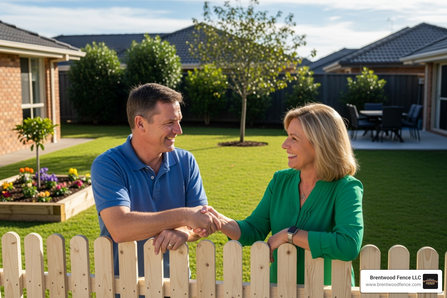 two neighbors shaking hands over a newly installed shared fence - what are the rule of building fence in massachusetts