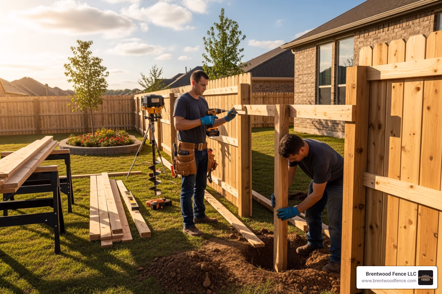 various wood fence styles like picket, board-on-board, and horizontal - wooden fence installation company