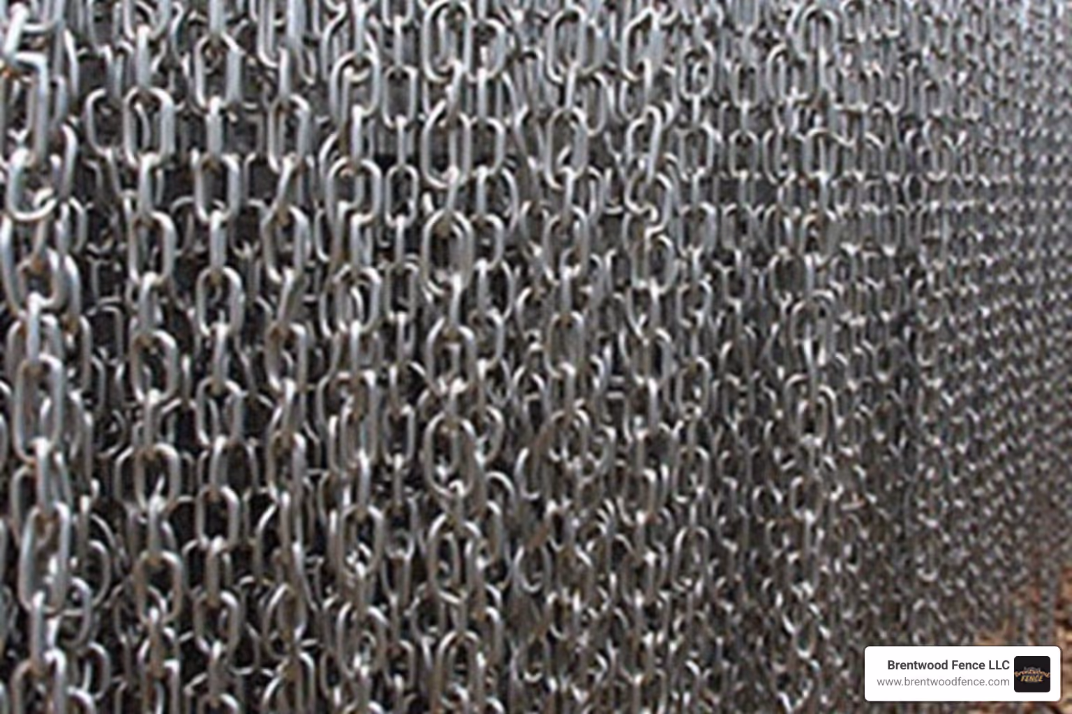 Image showing a side-by-side comparison of a silver galvanized fence and a green vinyl-coated fence - metal chain link