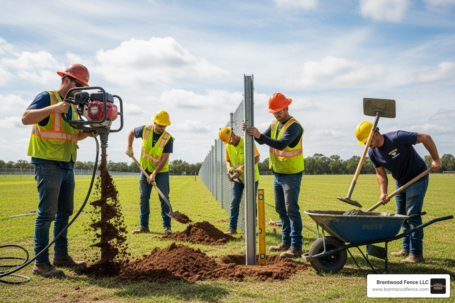 crew setting gate posts - fence and gate installation near me
