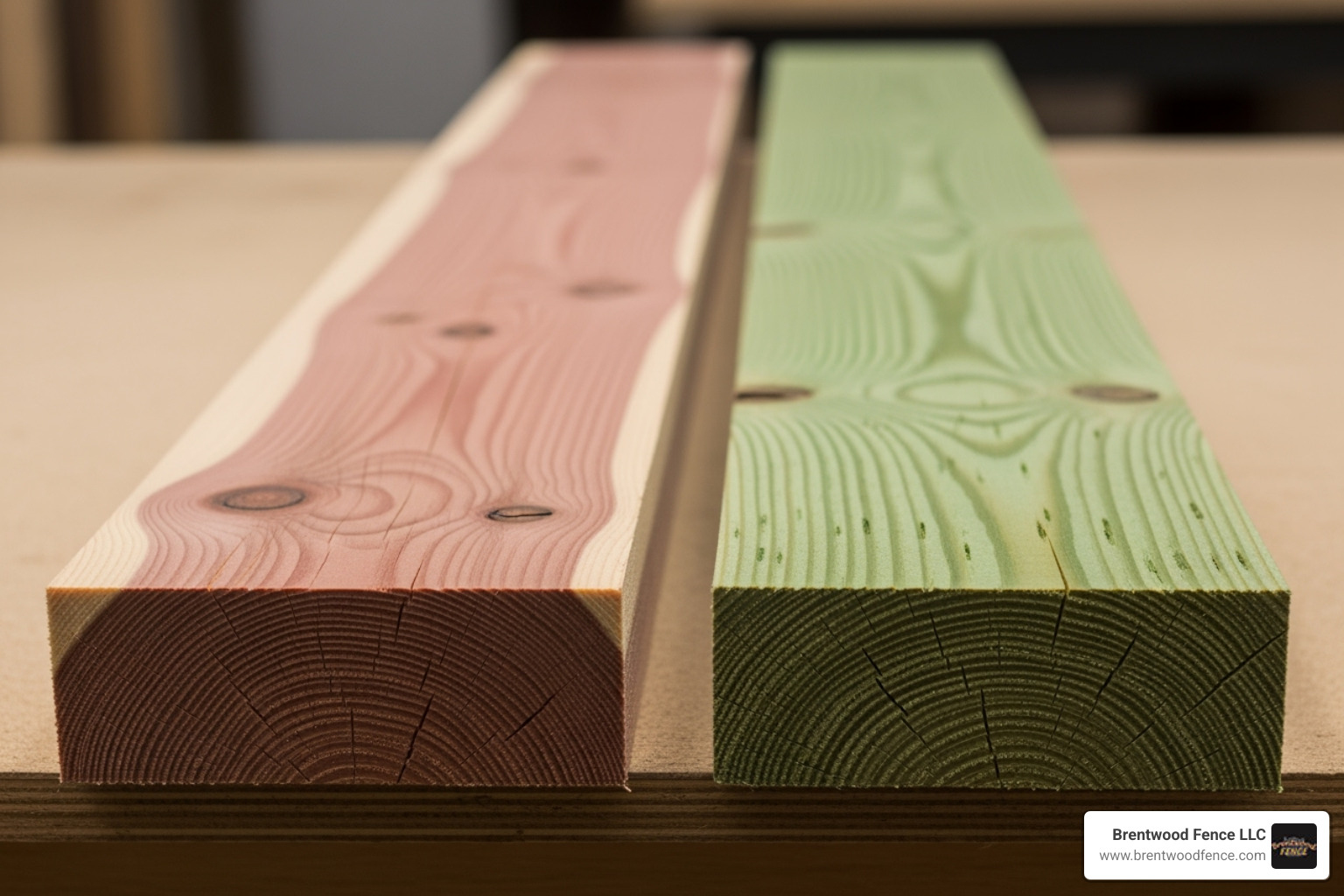of different wood types like cedar and pressure-treated lumber - installing wood fence on a slope