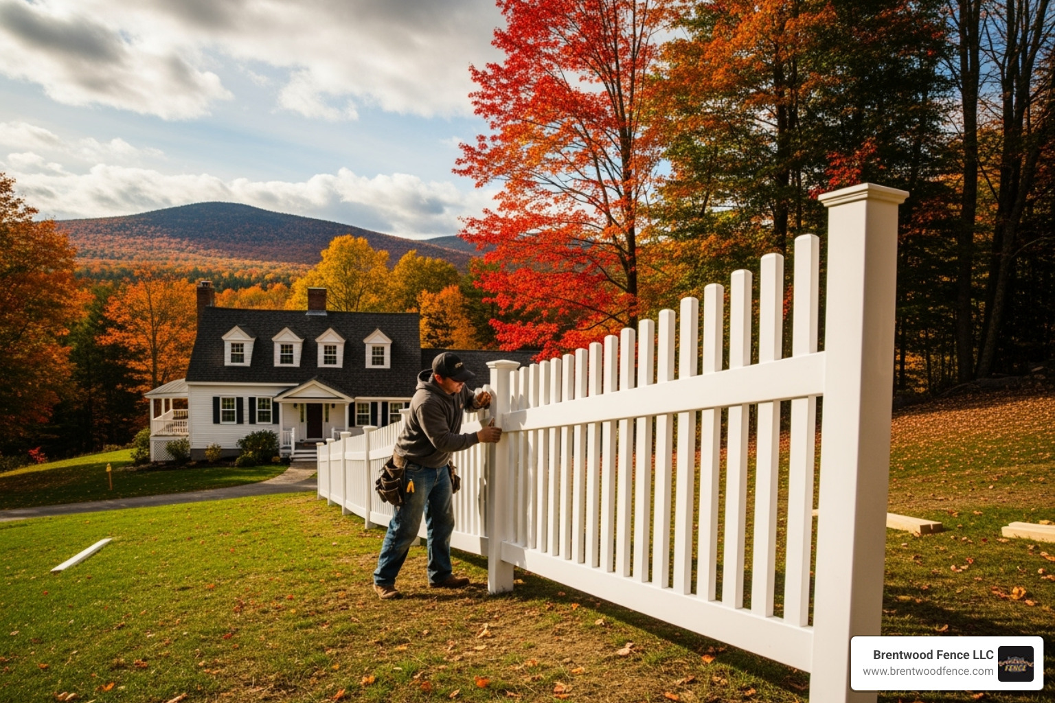 A professional installer attaching a prefabricated wood picket fence panel to two securely set fence posts, ensuring proper alignment. - installing wood picket fence panels