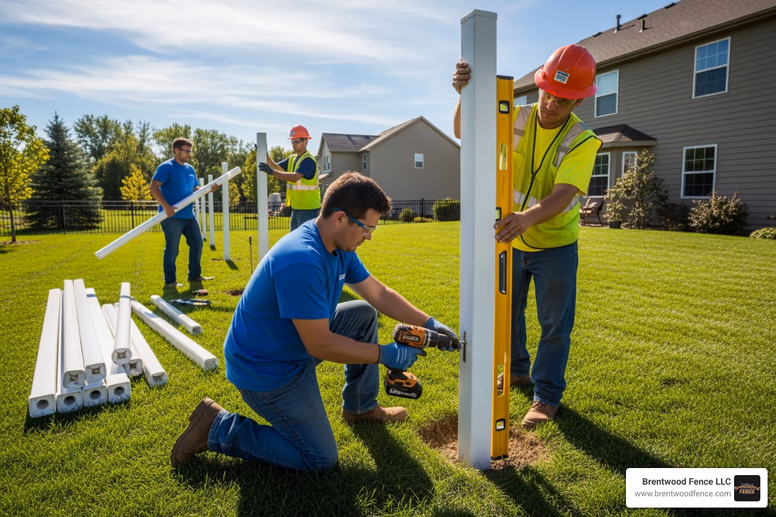 crew installing posts - vinyl fencing price per foot crew installing posts - vinyl fencing price per foot