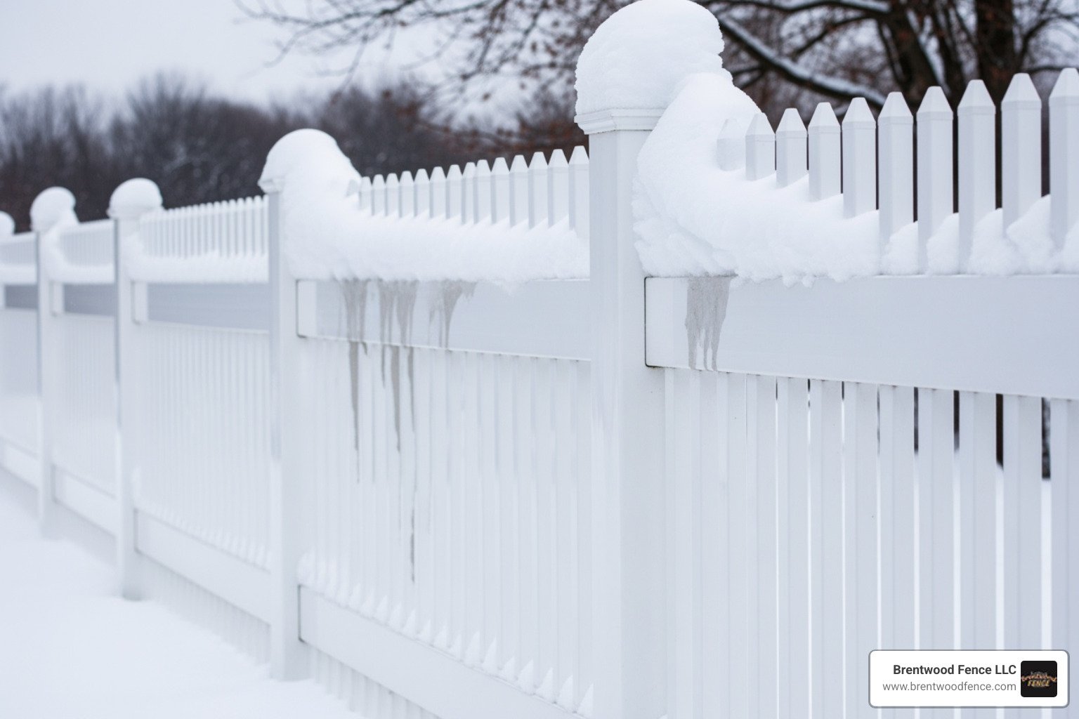 durable white vinyl fence partially covered in snow - fence companies in nh durable white vinyl fence partially covered in snow - fence companies in nh