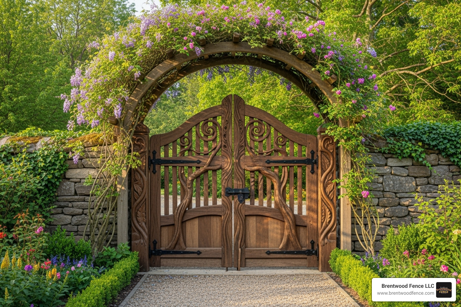custom-designed wooden gate with an arbor - fence companies in nh custom-designed wooden gate with an arbor - fence companies in nh