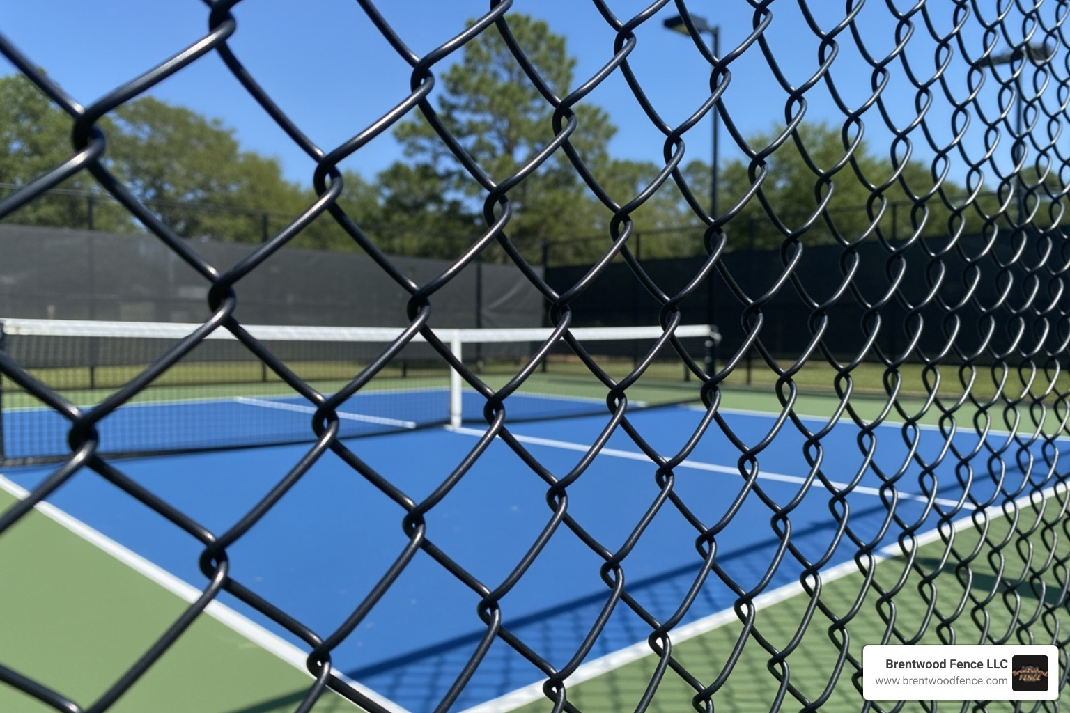 black vinyl-coated chain link pickleball court fence - Pickleball Court Fencing black vinyl-coated chain link pickleball court fence - Pickleball Court Fencing