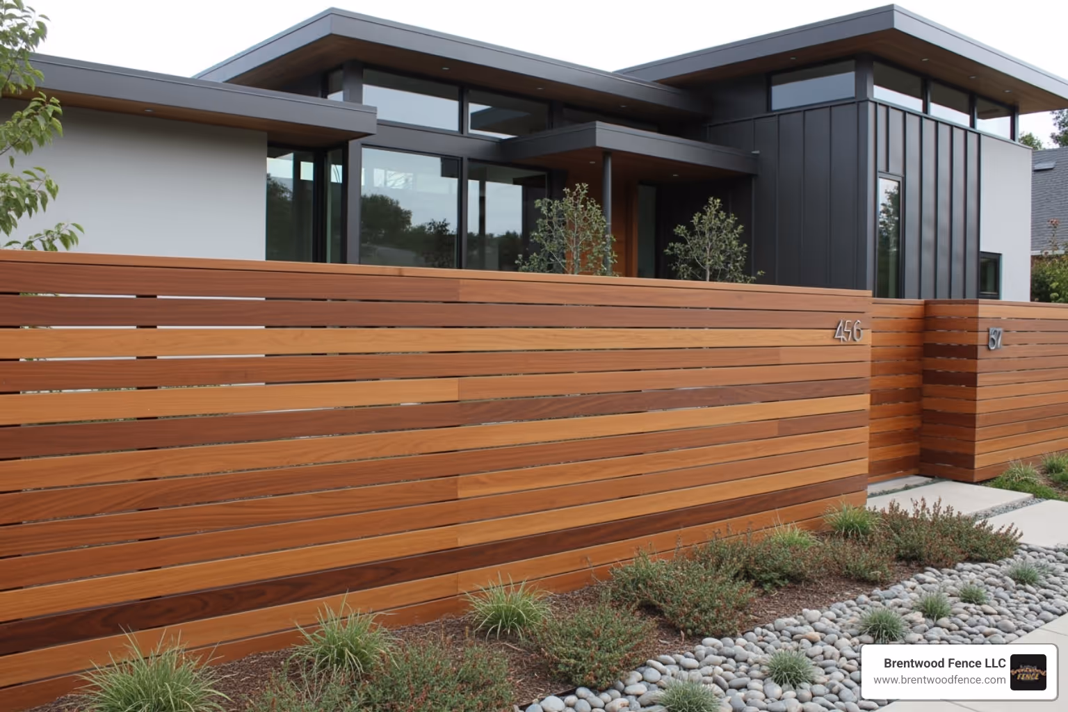 a stylish horizontal wood fence enhancing a modern home's exterior - wooden fence installers in my area a stylish horizontal wood fence enhancing a modern home's exterior - wooden fence installers in my area