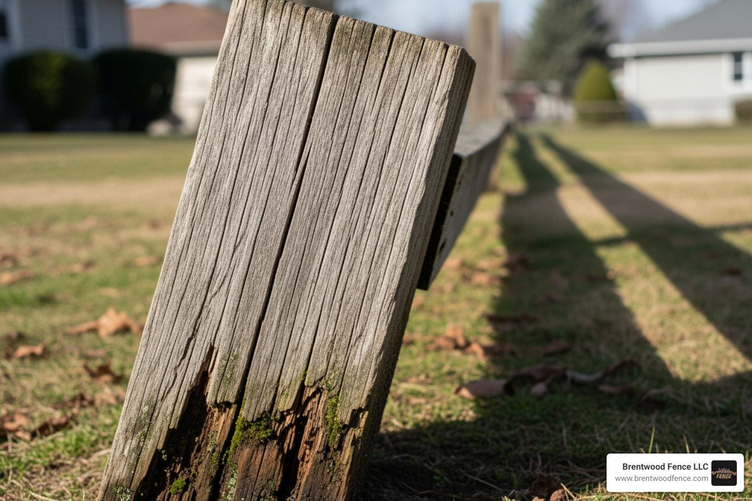 leaning fence post with minor rot - wooden fence repair companies