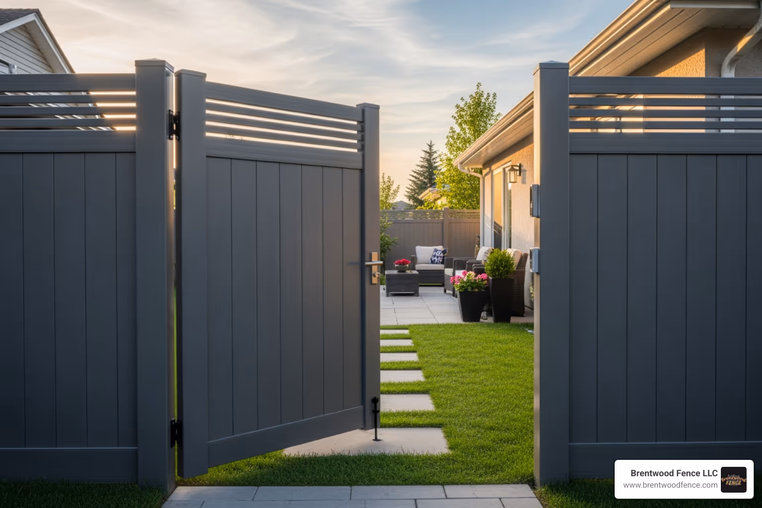 stylish gate integrated into a 6-foot privacy fence - 6 ft privacy fence installation cost
