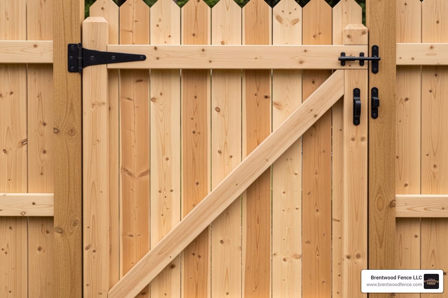 Neat cedar fence gate with black hardware - cost of 6 ft cedar fence installed Neat cedar fence gate with black hardware - cost of 6 ft cedar fence installed