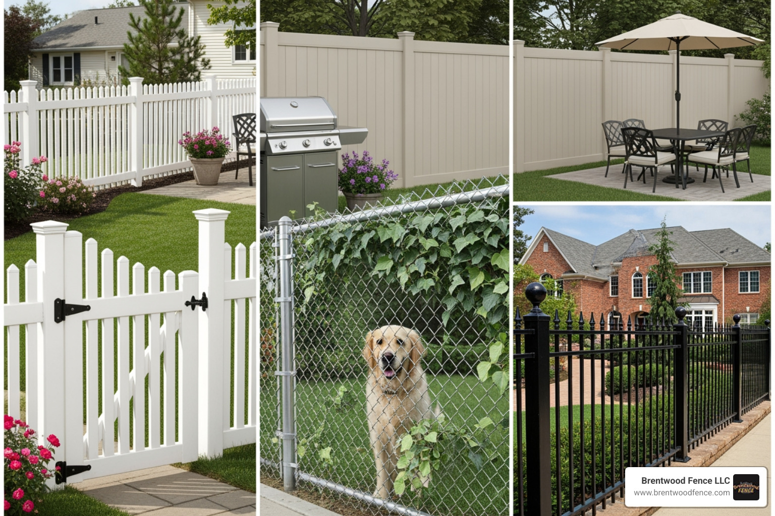 collage of fence types - fence companies hudson nh